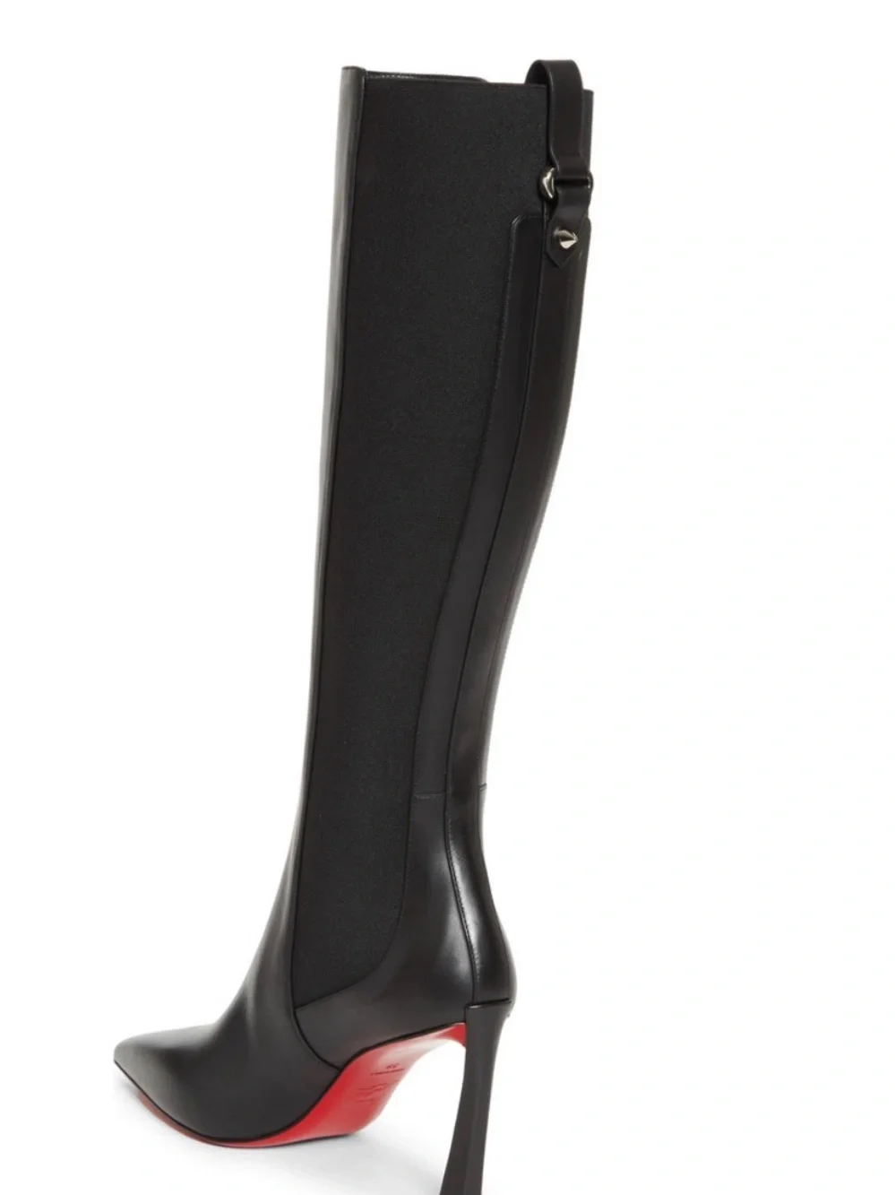 Christian Louboutin Black Over-the-Knee Pointed-Toe Stiletto Boots with Red Sole